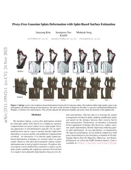 Proxy-Free Gaussian Splats Deformation with Splat-Based Surface Estimation