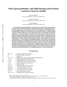 Multi-Agent gatekeeper: Safe Flight Planning and Formation Control for Urban Air Mobility