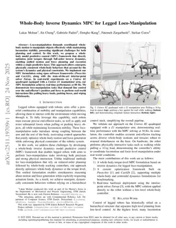 Whole-Body Inverse Dynamics MPC for Legged Loco-Manipulation