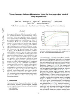 Vision-Language Enhanced Foundation Model for Semi-supervised Medical Image Segmentation