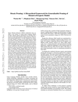 Mosaic Pruning: A Hierarchical Framework for Generalizable Pruning of Mixture-of-Experts Models