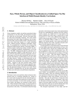 Face, Whole-Person, and Object Classification in a Unified Space Via The Interleaved Multi-Domain Identity Curriculum
