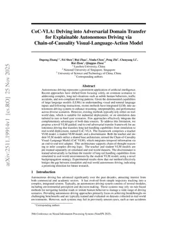 CoC-VLA: Delving into Adversarial Domain Transfer for Explainable Autonomous Driving via Chain-of-Causality Visual-Language-Action Model