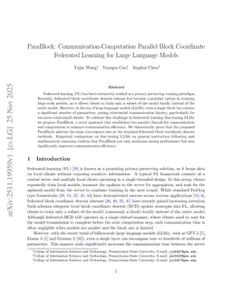 ParaBlock: Communication-Computation Parallel Block Coordinate Federated Learning for Large Language Models