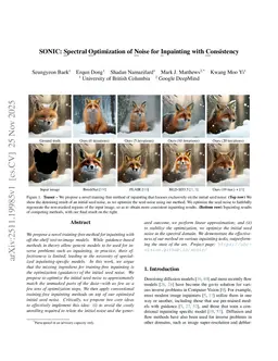 SONIC: Spectral Optimization of Noise for Inpainting with Consistency