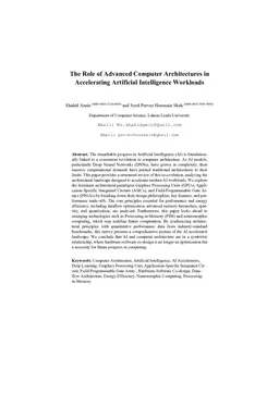 The Role of Advanced Computer Architectures in Accelerating Artificial Intelligence Workloads