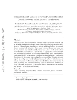Temporal Latent Variable Structural Causal Model for Causal Discovery under External Interferences