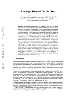 Learning a Thousand Tasks in a Day