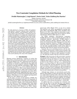 Two Constraint Compilation Methods for Lifted Planning