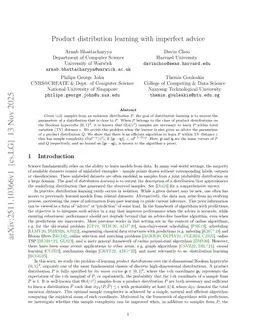 Product distribution learning with imperfect advice