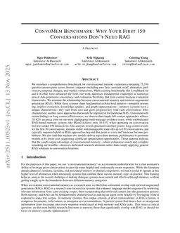 Convomem Benchmark: Why Your First 150 Conversations Don't Need RAG