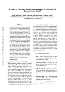 TEDxTN: A Three-way Speech Translation Corpus for Code-Switched Tunisian Arabic - English