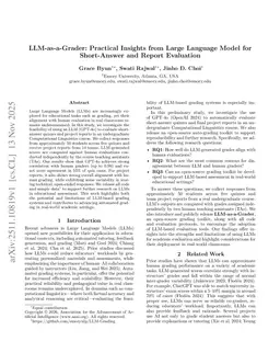LLM-as-a-Grader: Practical Insights from Large Language Model for Short-Answer and Report Evaluation