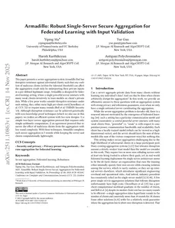 Armadillo: Robust Single-Server Secure Aggregation for Federated Learning with Input Validation
