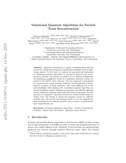 Variational Quantum Algorithms for Particle Track Reconstruction