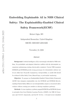 Embedding Explainable AI in NHS Clinical Safety: The Explainability-Enabled Clinical Safety Framework (ECSF)