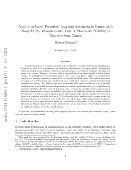 Aspiration-based Perturbed Learning Automata in Games with Noisy Utility Measurements. Part A: Stochastic Stability in Non-zero-Sum Games