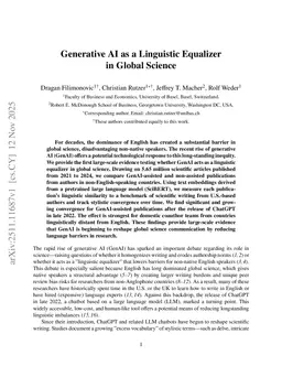 Generative AI as a Linguistic Equalizer in Global Science
