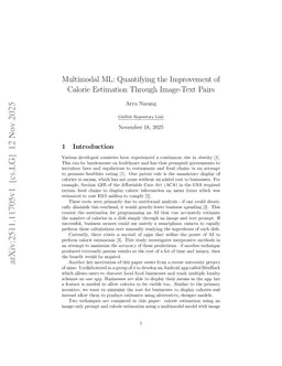 Multimodal ML: Quantifying the Improvement of Calorie Estimation Through Image-Text Pairs