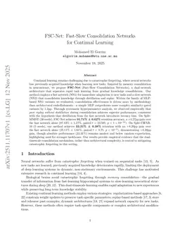 FSC-Net: Fast-Slow Consolidation Networks for Continual Learning