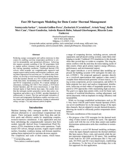 Fast 3D Surrogate Modeling for Data Center Thermal Management