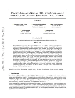 Physics-Informed Neural ODEs with Scale-Aware Residuals for Learning Stiff Biophysical Dynamics