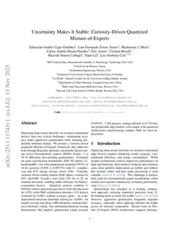 Uncertainty Makes It Stable: Curiosity-Driven Quantized Mixture-of-Experts