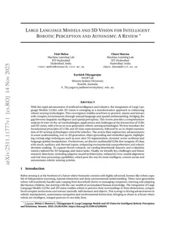 Large Language Models and 3D Vision for Intelligent Robotic Perception and Autonomy