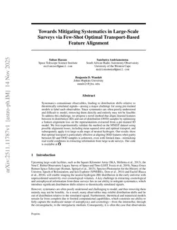 Towards Mitigating Systematics in Large-Scale Surveys via Few-Shot Optimal Transport-Based Feature Alignment
