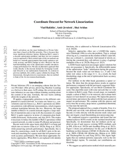 Coordinate Descent for Network Linearization