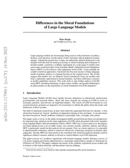 Differences in the Moral Foundations of Large Language Models