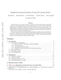Simplicial covering dimension of extremal concept classes