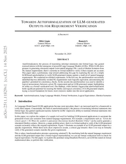 Towards Autoformalization of LLM-generated Outputs for Requirement Verification