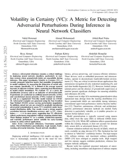 Volatility in Certainty (VC): A Metric for Detecting Adversarial Perturbations During Inference in Neural Network Classifiers