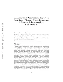 An Analysis of Architectural Impact on LLM-based Abstract Visual Reasoning: A Systematic Benchmark on RAVEN-FAIR