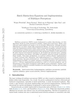 Batch Matrix-form Equations and Implementation of Multilayer Perceptrons