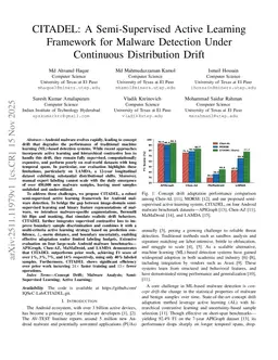 CITADEL: A Semi-Supervised Active Learning Framework for Malware Detection Under Continuous Distribution Drift
