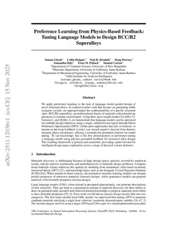 Preference Learning from Physics-Based Feedback: Tuning Language Models to Design BCC/B2 Superalloys