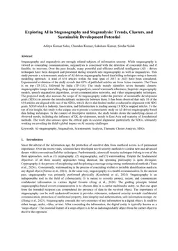 Exploring AI in Steganography and Steganalysis: Trends, Clusters, and Sustainable Development Potential
