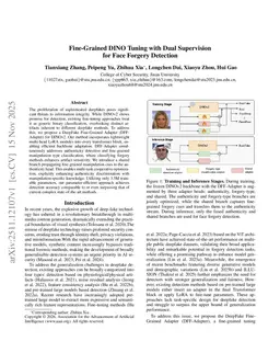 Fine-Grained DINO Tuning with Dual Supervision for Face Forgery Detection