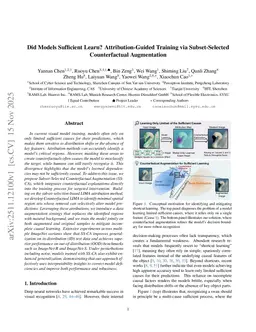 Did Models Sufficient Learn? Attribution-Guided Training via Subset-Selected Counterfactual Augmentation