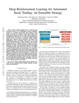 Deep Reinforcement Learning for Automated Stock Trading: An Ensemble Strategy