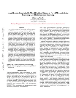 MoralReason: Generalizable Moral Decision Alignment For LLM Agents Using Reasoning-Level Reinforcement Learning