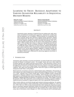 Learning to Trust: Bayesian Adaptation to Varying Suggester Reliability in Sequential Decision Making