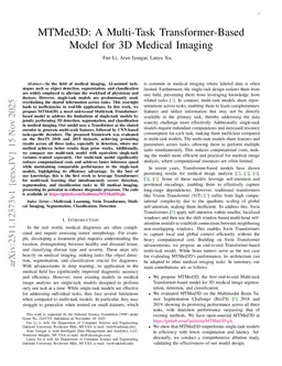 MTMed3D: A Multi-Task Transformer-Based Model for 3D Medical Imaging