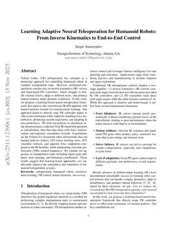 Learning Adaptive Neural Teleoperation for Humanoid Robots: From Inverse Kinematics to End-to-End Control