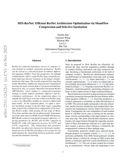 MFI-ResNet: Efficient ResNet Architecture Optimization via MeanFlow Compression and Selective Incubation