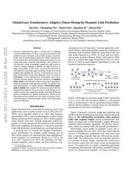 Global-Lens Transformers: Adaptive Token Mixing for Dynamic Link Prediction