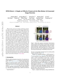 DINO-Detect: A Simple yet Effective Framework for Blur-Robust AI-Generated Image Detection
