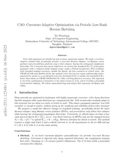 CAO: Curvature-Adaptive Optimization via Periodic Low-Rank Hessian Sketching